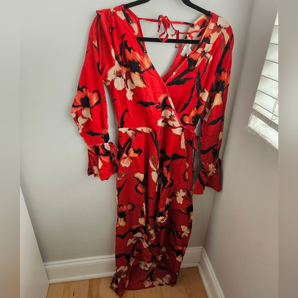 Band Of The Free Dresses & Skirts - Band of the Free Red Gold Maxi Floral Dress